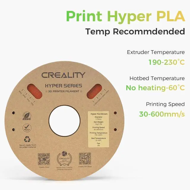 Alt view image 6 of 7 - Official Creality Hyper PLA Filament 3D Printer Filament-Christmas Gifts, Creality PLA 3D Printing Filament for High-Speed Printing, Dimensional Accuracy +/-0.02mm, 2.2lbs/Spool