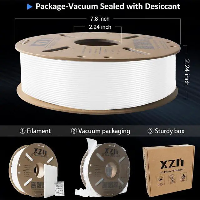 Alt view image 5 of 7 - TPU 95A Filament 1.75mm, Soft 95A Flexible 3D Printer Filament, 1KG Spool (2.2 lbs), Dimensional Accuracy +/- 0.02 mm, Vacuum Sealed, Excellent Layer Adhesion, Fits Most FDM Printers (TPU White)