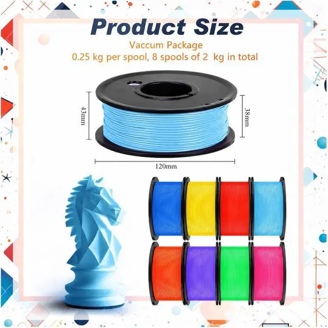 Alt view image 2 of 7 - Pangda 3D Printer Filament Bundle 1.75mm Multicolor Matte or Silk PLA Filament 3D Printing Material for Halloween Thanksgiving Day Christmas Easter Holiday Crafting Decorations(Dazzling Color)