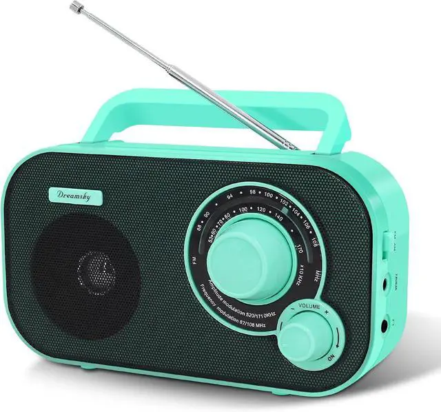 Main image of DreamSky AM FM Portable Radio Plug in Wall or Battery Operated | for Home & Outdoor, Strong Reception, Large Dial Easy to Use, Transistor Antenna, Headphone Jack, Elderly Seniors Small Gifts