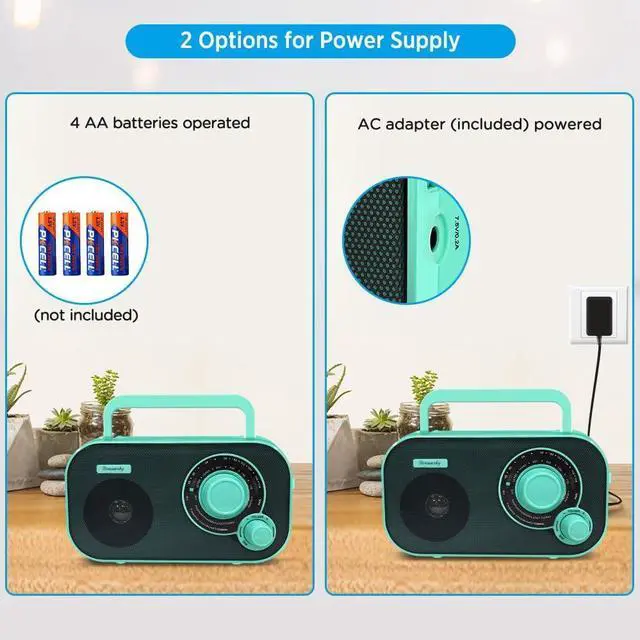 Alt view image 2 of 7 - DreamSky AM FM Portable Radio Plug in Wall or Battery Operated | for Home & Outdoor, Strong Reception, Large Dial Easy to Use, Transistor Antenna, Headphone Jack, Elderly Seniors Small Gifts