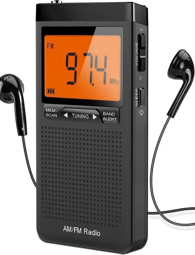 Main image of AM FM Portable Radio Battery Operated by 2 AAA Batteries | Personal Radio with Excellent Reception with Stero Earphone, Large LCD Screen, Digtail Alarm Clock