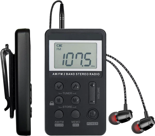 Main image of SWDSTP Mini Portable AM FM Radio, Personal Radio with Excellent Reception | Digital Tuning LCD Display, Headphones, Back Clip, Easy Key Operation, Rechargeable Pocket Radio for Walking, Jogging