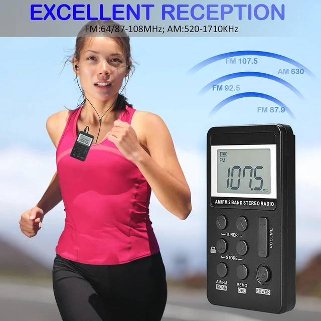 Alt view image 2 of 7 - SWDSTP Mini Portable AM FM Radio, Personal Radio with Excellent Reception | Digital Tuning LCD Display, Headphones, Back Clip, Easy Key Operation, Rechargeable Pocket Radio for Walking, Jogging