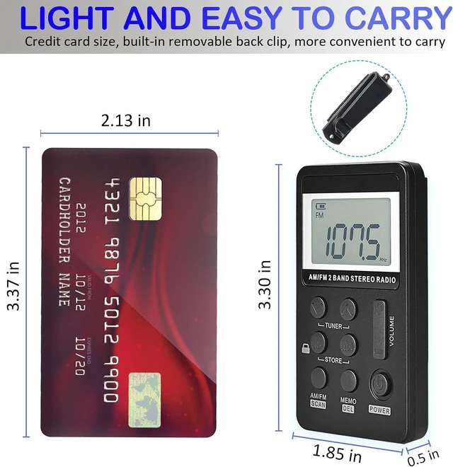 Alt view image 6 of 7 - SWDSTP Mini Portable AM FM Radio, Personal Radio with Excellent Reception | Digital Tuning LCD Display, Headphones, Back Clip, Easy Key Operation, Rechargeable Pocket Radio for Walking, Jogging