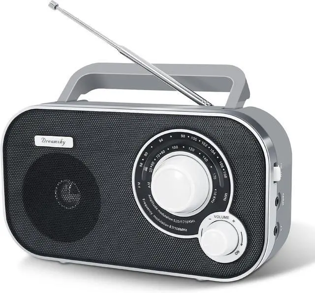 Main image of DreamSky AM FM Portable Radio Plug in Wall or Battery Operated | for Home & Outdoor, Strong Reception, Large Dial Easy to Use, Transistor Antenna, Headphone Jack, Elderly Seniors Small Gifts