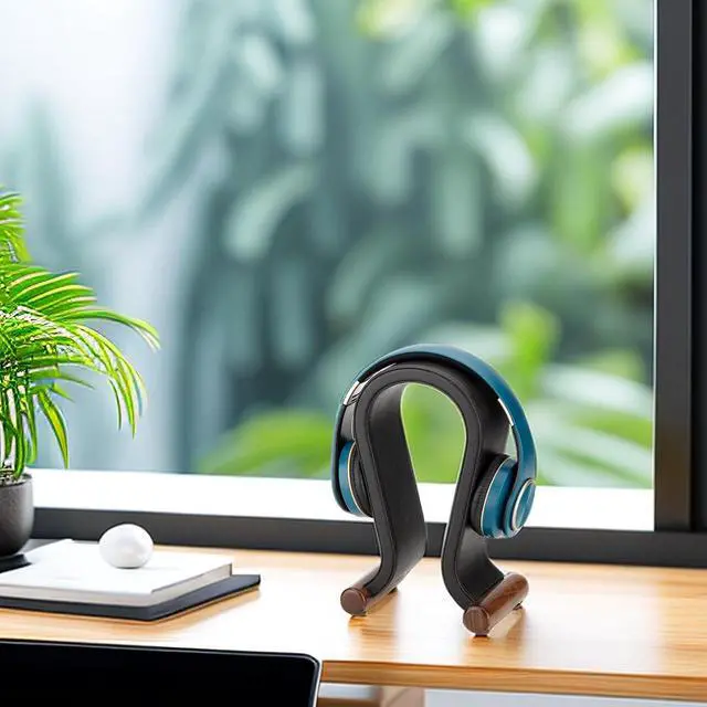 Alt view image 4 of 7 - ONEGenug Wooden Headset Stand,Universal Earphone Hanger Holder for Gaming Headsets & DJ Studio Headphones Desktop Headphone Rack for All Headphone Size