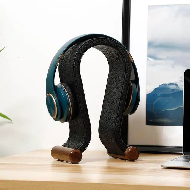 Alt view image 6 of 7 - ONEGenug Wooden Headset Stand,Universal Earphone Hanger Holder for Gaming Headsets & DJ Studio Headphones Desktop Headphone Rack for All Headphone Size