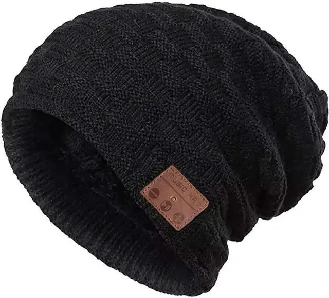 Main image of Wireless Beanie for Women Men Wireless Hat with Headphones Music Winter Hats Smart Beanies Headset Warm Musical Headphone with Built-in Mic Handsfree for Skiing Skateboarding Jogging Boys Girls Black