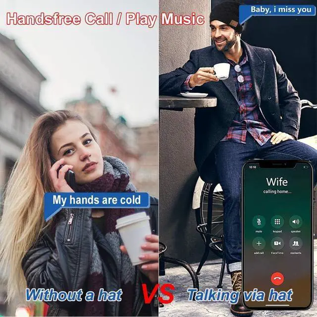 Alt view image 2 of 7 - Wireless Beanie for Women Men Wireless Hat with Headphones Music Winter Hats Smart Beanies Headset Warm Musical Headphone with Built-in Mic Handsfree for Skiing Skateboarding Jogging Boys Girls Black