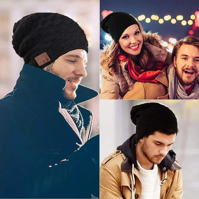Alt view image 4 of 7 - Wireless Beanie for Women Men Wireless Hat with Headphones Music Winter Hats Smart Beanies Headset Warm Musical Headphone with Built-in Mic Handsfree for Skiing Skateboarding Jogging Boys Girls Black