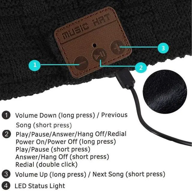 Alt view image 7 of 7 - Wireless Beanie for Women Men Wireless Hat with Headphones Music Winter Hats Smart Beanies Headset Warm Musical Headphone with Built-in Mic Handsfree for Skiing Skateboarding Jogging Boys Girls Black