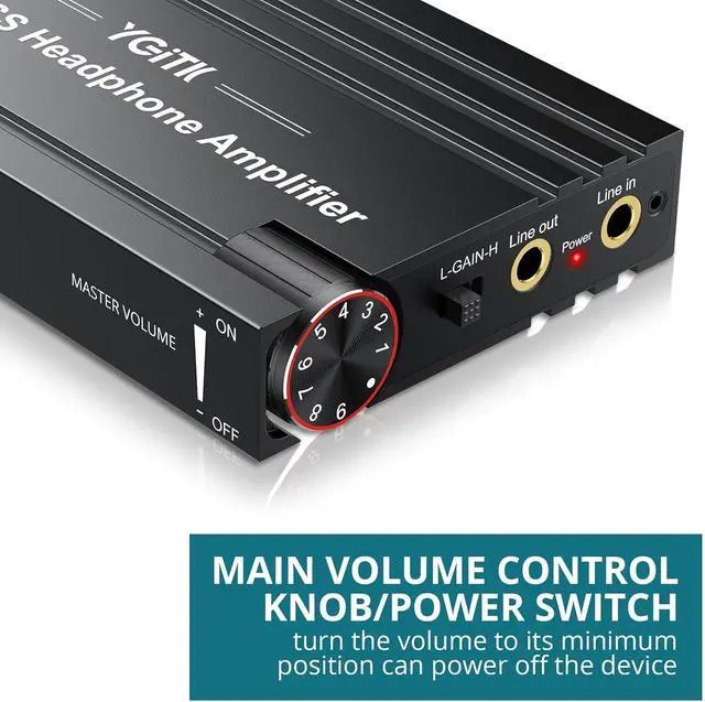 Alt view image 4 of 7 - Headphone Amplifier with Bass Knob HiFi Amp 16-600 Gain Switch | Drive wired headphones for desktop, gaming and music use with 3.5mm devices, USB-C charging and aluminum housing