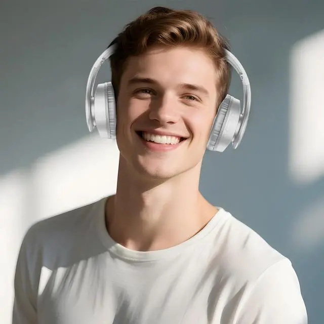 Alt view image 2 of 7 - TUINYO Bluetooth Headphones Wireless, Over Ear Stereo Wireless Headset 40H Playtime with deep bass, Soft Memory-Protein Earmuffs, Built-in Mic Wired Mode PC/Cell Phones/TV-White