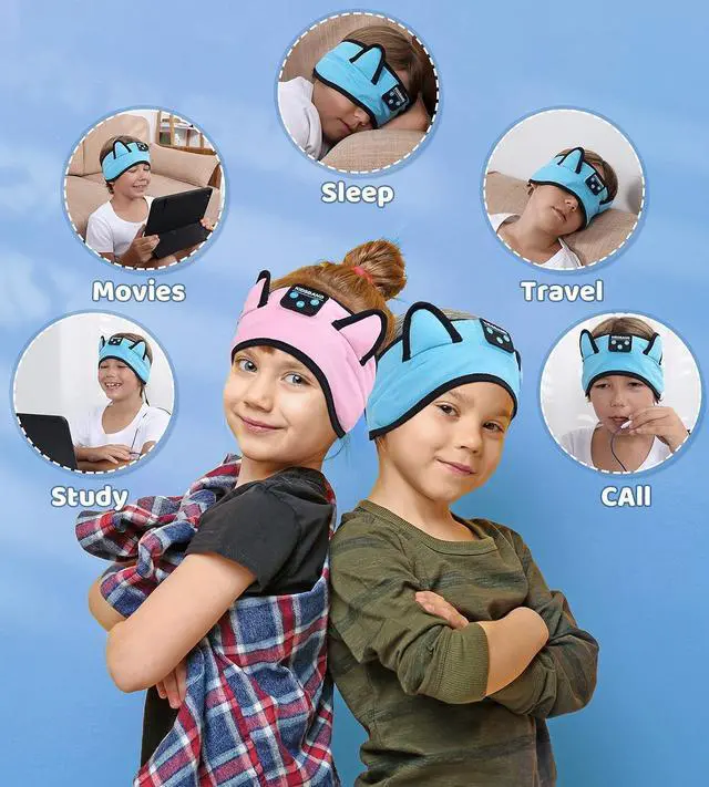 Alt view image 4 of 7 - KIDSBAND Kids Headphones Bluetooth Headband Adjustable, Wireless Sleep Headphones for Kids with Wired Playback 3.5 MM Jack for Teens/Boys/Girls/Smartphones/School/Kindle/Airplane Travel/Plane/Tablet