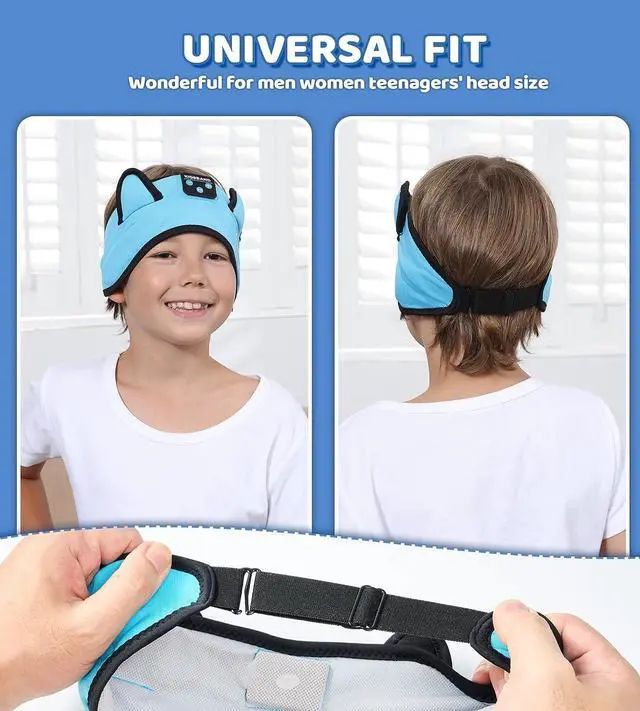 Alt view image 7 of 7 - KIDSBAND Kids Headphones Bluetooth Headband Adjustable, Wireless Sleep Headphones for Kids with Wired Playback 3.5 MM Jack for Teens/Boys/Girls/Smartphones/School/Kindle/Airplane Travel/Plane/Tablet