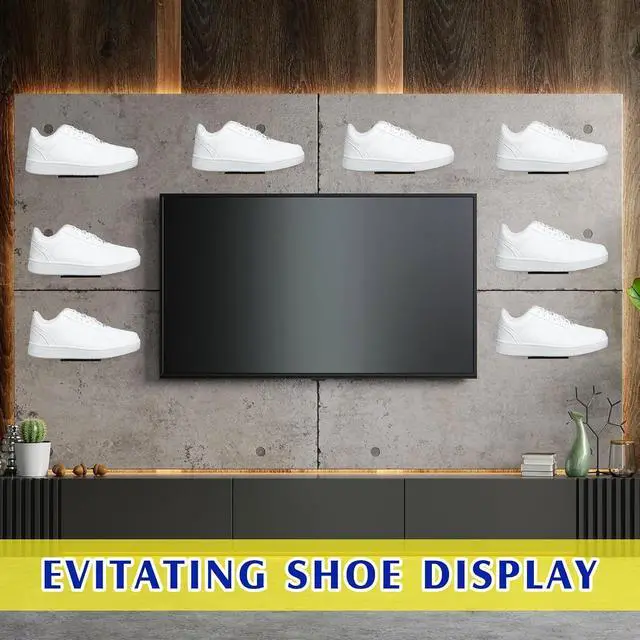 Alt view image 6 of 7 - Treela 30 Pack Floating Shoe Display Shelf for Closet Acrylic Clear Shoe Wall Shelf Wall Mounted Easy to Install Sneaker Shelves for Collections, Includes Cross Screws, Expansion Tubes (Rectangular)