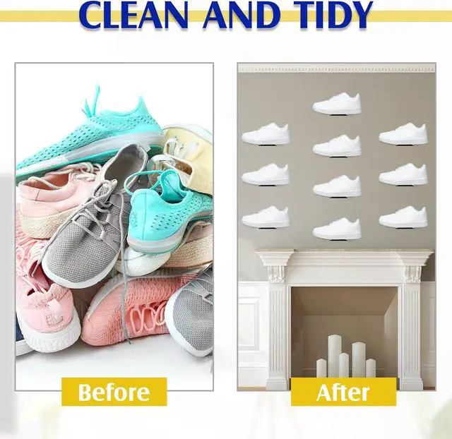 Alt view image 5 of 7 - Treela 30 Pack Floating Shoe Display Shelf for Closet Acrylic Clear Shoe Wall Shelf Wall Mounted Easy to Install Sneaker Shelves for Collections, Includes Cross Screws, Expansion Tubes (Rectangular)
