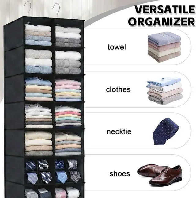 Alt view image 7 of 7 - 20 Section Hanging Shoe Organizer for Closet, Black