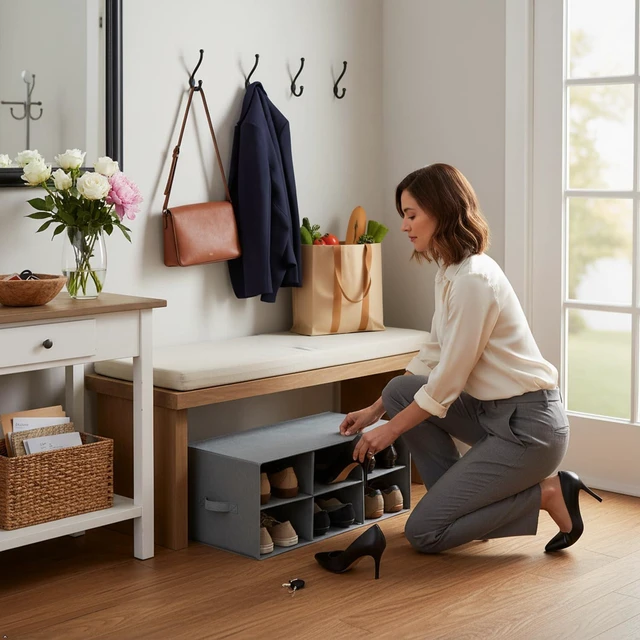 Alt view image 2 of 7 - Sorbus Shoe Cubby, Foldable 6-Section Organizer