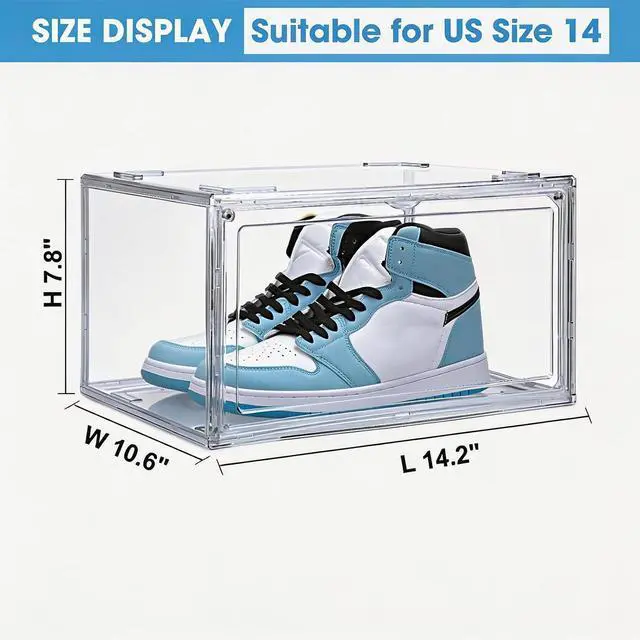 Alt view image 2 of 7 - HIYOHIYO Clear Shoe Storage Box with Large Capacity Fits US Size 14, 1-Pack