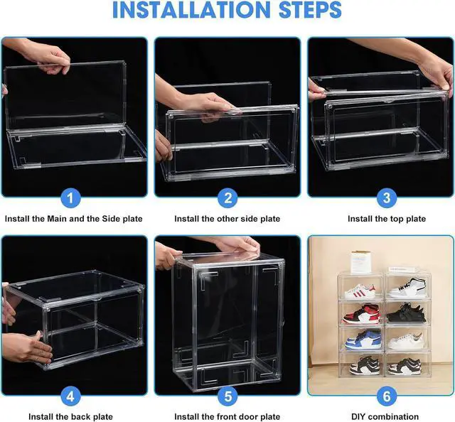 Alt view image 6 of 7 - HIYOHIYO Clear Shoe Storage Box with Large Capacity Fits US Size 14, 1-Pack