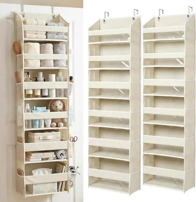 Main image of HOMELUX THEORY Over the Door Organizer, 6-Tier, 100D Fabric, Ivory 2pc