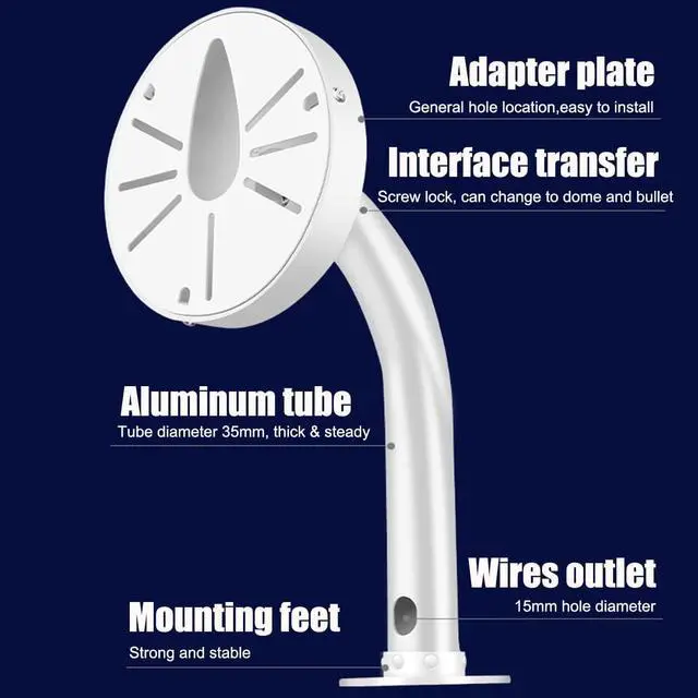 Alt view image 6 of 7 - Security Camera J Type Wall Mount Bracket, Dome Camera Mount Universal Camera Wall Mounting Bracket/IP Camera for CCTV Security Camera (250mm/10 inch Length J Mount)
