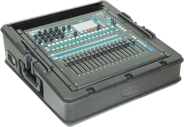 Main image of SKB Cases 1SKB-R100 Roto-Molded 10U Top Mixer Rack, Teel Threaded Rails, Hard Lid and Removable Back Door, (2) Carrying Handles