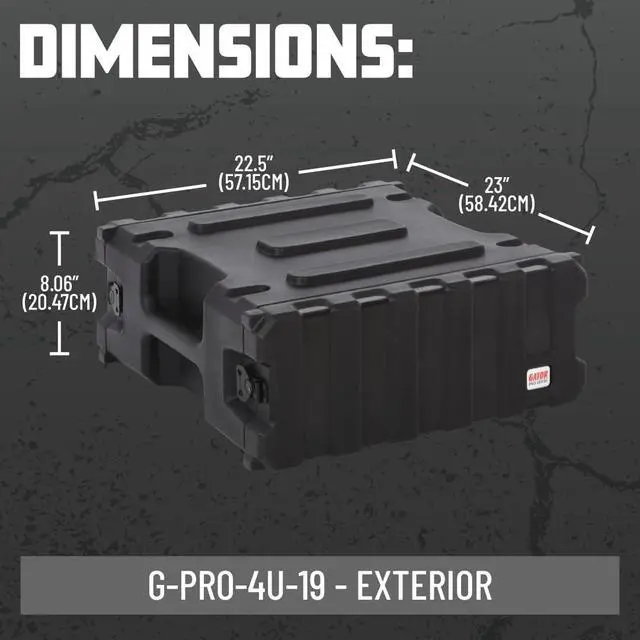Alt view image 7 of 7 - Gator Cases Pro Series 4U Rack Case with Standard 19" Depth, Roto Molded Made in USA (G-PRO-4U-19)