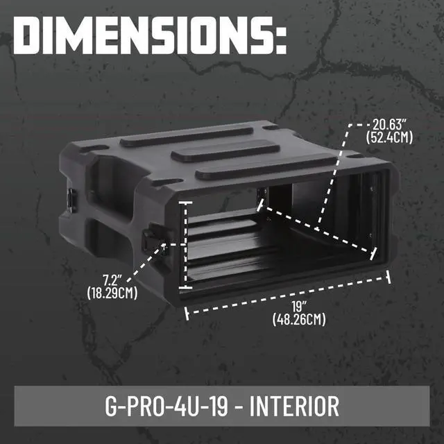 Alt view image 6 of 7 - Gator Cases Pro Series 4U Rack Case with Standard 19" Depth, Roto Molded Made in USA (G-PRO-4U-19)