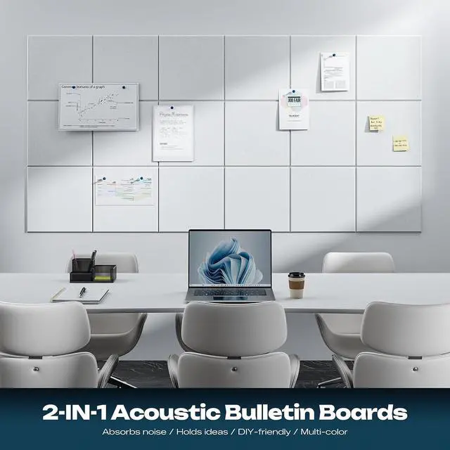 Alt view image 3 of 7 - Sonicism 12 Pack Acoustic Wall Panels with Self-Adhesive, 12" X 12" X 0.4" Sound Proof Foam Panels, Decorative Soundproof Wall Panels, Sound Proof Absorbing Tiles for Home & Offices, White