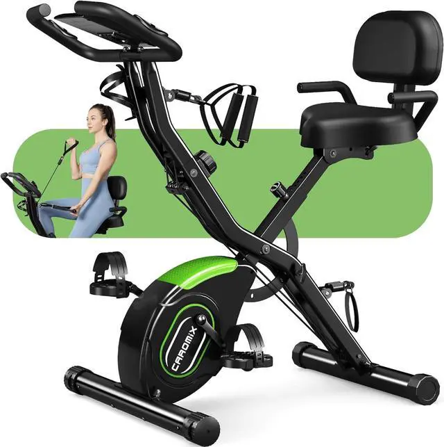 Main image of Caromix Folding Exercise Bike, 5 in 1 Stationary Bike with 16-Level Adjustable Magnetic Resistance, 330LB Capacity Indoor Workout Bike, Foldable Exercise Bike for Seniors and Adult
