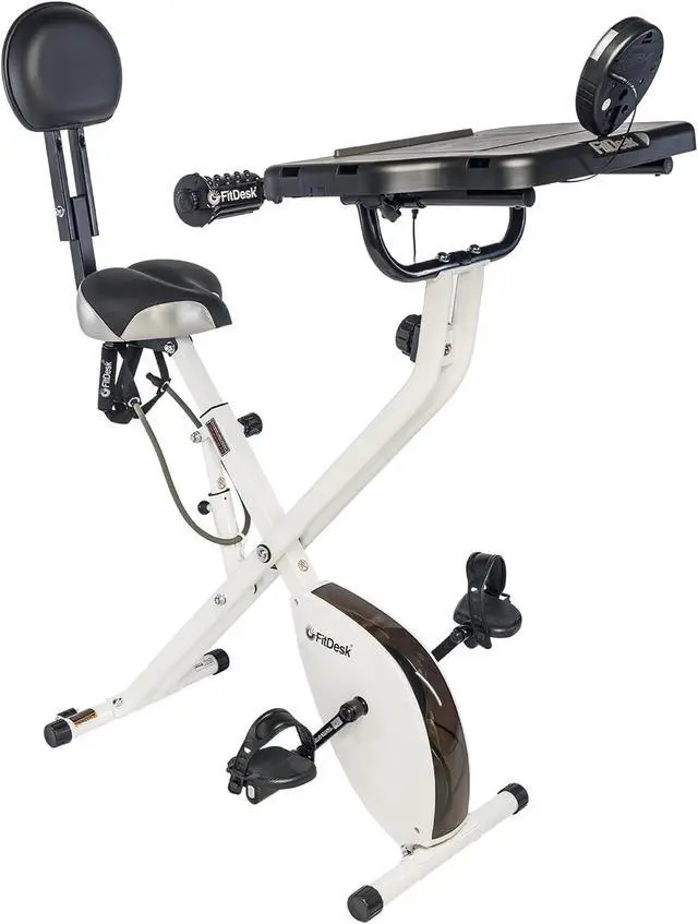 Alt view image 2 of 7 - FitDesk Standing Exercise Bike Desk 3.0, Adjustable Height Indoor Cycling Trainer with Laptop Tray, Portable Stationary Fitness Desk for Home Office, Foldable Exercise Workstation, Supports 300 lbs