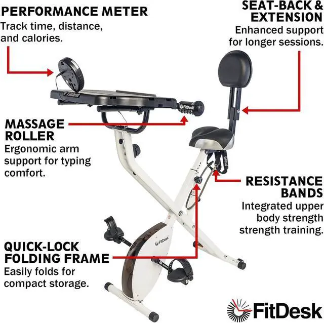 Alt view image 3 of 7 - FitDesk Standing Exercise Bike Desk 3.0, Adjustable Height Indoor Cycling Trainer with Laptop Tray, Portable Stationary Fitness Desk for Home Office, Foldable Exercise Workstation, Supports 300 lbs