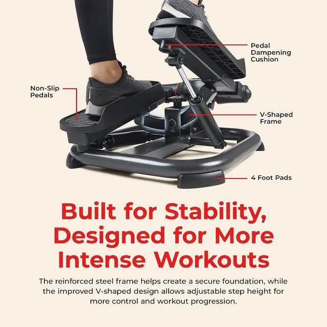 Alt view image 3 of 7 - Sunny Health & Fitness Smart Power Stepper with Resistance Bands for Cardio