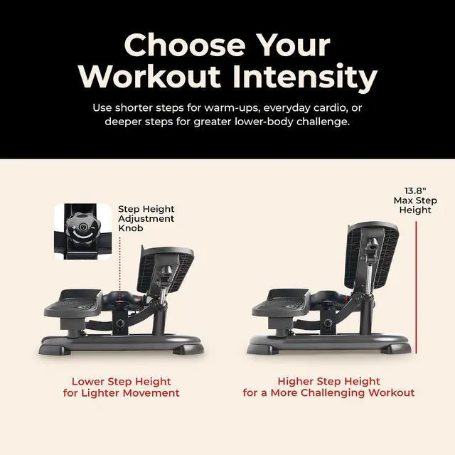 Alt view image 4 of 7 - Sunny Health & Fitness Smart Power Stepper with Resistance Bands for Cardio