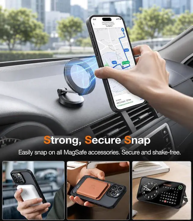 Alt view image 3 of 7 - TORRAS Strong Magnetic & Seamless Stand for iPhone 15 Pro Max Case Black