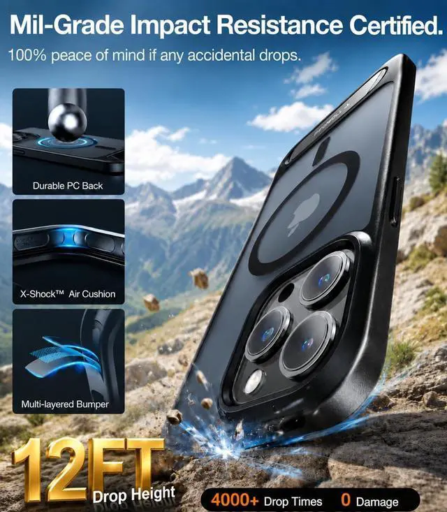 Alt view image 5 of 7 - TORRAS Strong Magnetic & Seamless Stand for iPhone 15 Pro Max Case Black