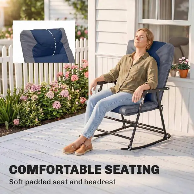 Alt view image 6 of 7 - Outsunny 3 Piece Outdoor Patio Furniture Set Glass Coffee Table Navy Blue