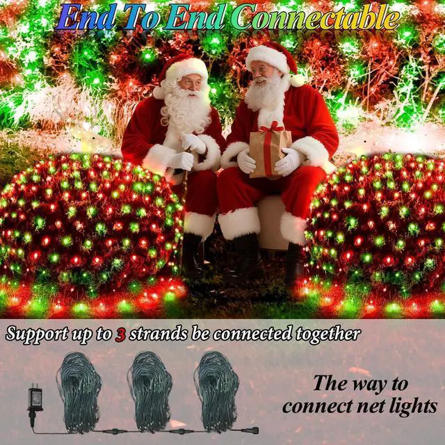 Alt view image 5 of 7 - OYCBUZO 204 LED Net Lights, 9.8ft x 6.6ft 35 Colors Changing Christmas Mesh String Lights, Connectable Fairy Light Waterproof Outdoor Halloween Decorations for Tree Bushes Holiday Party Garden