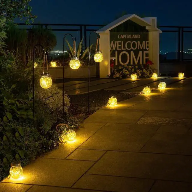 Alt view image 4 of 7 - ROSHWEY Solar Lantern Gifts for Women, 4 Pack Hanging Garden Decor Lights Outdoor Waterproof with 30 LED for Halloween Christmas Easter Gift