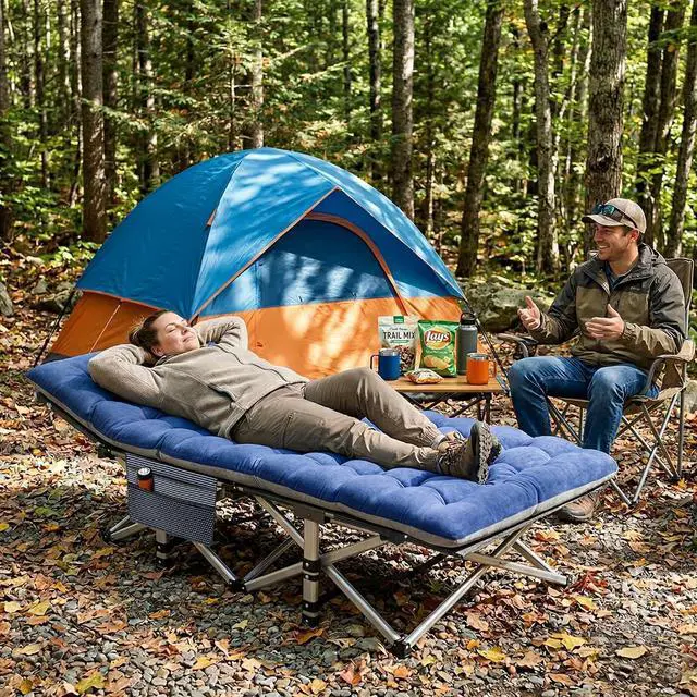 Alt view image 2 of 7 - ABORON XXL Folding Camping Cot for Adults, 32 in Wide with Mattress, 900 lb