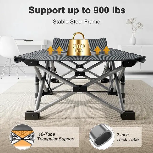 Alt view image 5 of 7 - ABORON XXL Folding Camping Cot for Adults, 32 in Wide with Mattress, 900 lb