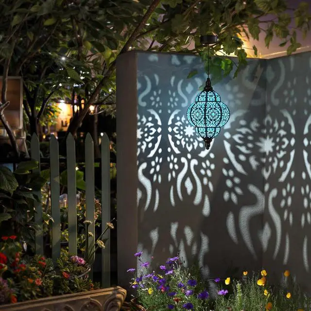 Alt view image 3 of 7 - Hapjoy Hanging Solar Lights Outdoor Garden Decor Solar Lantern Waterproof Plastic Moroccan Outdoor Decorations for Patio Pathway Yard Backyard Garden Decorative (2, Black)