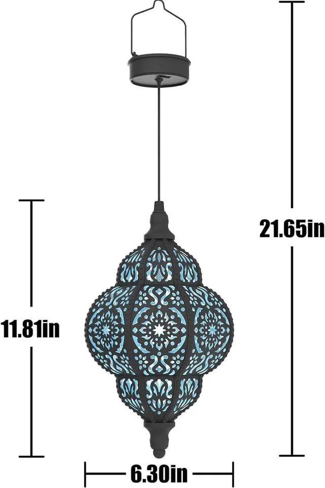 Alt view image 6 of 7 - Hapjoy Hanging Solar Lights Outdoor Garden Decor Solar Lantern Waterproof Plastic Moroccan Outdoor Decorations for Patio Pathway Yard Backyard Garden Decorative (2, Black)
