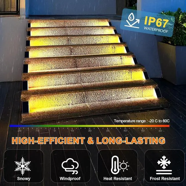 Alt view image 3 of 7 - LED Solar Step Lights Waterproof Outdoor Stair Lights, Solar Deck Lights Outdoor Decor IP67 Solar Decoration Lights for Yard, Patio, Garden, Walkways, Front Door, Pathway, Driveway, Porch 6 Pack