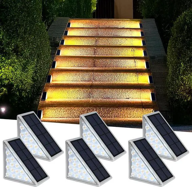 Alt view image 7 of 7 - LED Solar Step Lights Waterproof Outdoor Stair Lights, Solar Deck Lights Outdoor Decor IP67 Solar Decoration Lights for Yard, Patio, Garden, Walkways, Front Door, Pathway, Driveway, Porch 6 Pack