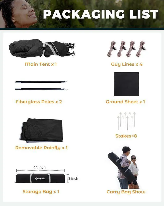 Alt view image 7 of 7 - KingCamp Instant Shower Tent, Portable Superior Stable Privacy Shelter, 2 Large Rooms Outdoor Toilet Tent with Floor for Beach, Camping & Hiking, Setup in Under 60s