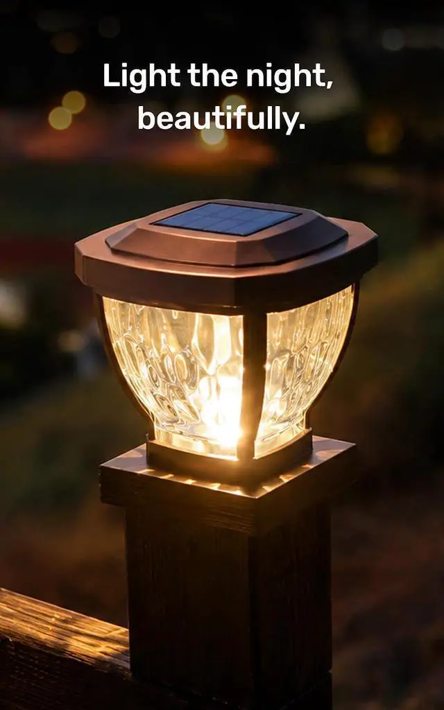 Alt view image 4 of 7 - Home Zone Living 2PK Solar Post Cap Lights, Decorative Glass, Bronze, 4x4